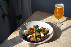 The Beer Lover’s Table: Wild Garlic Pierogi with Caramelised Onions and Left Handed Giant x Whiplash There, There Rye IPA
