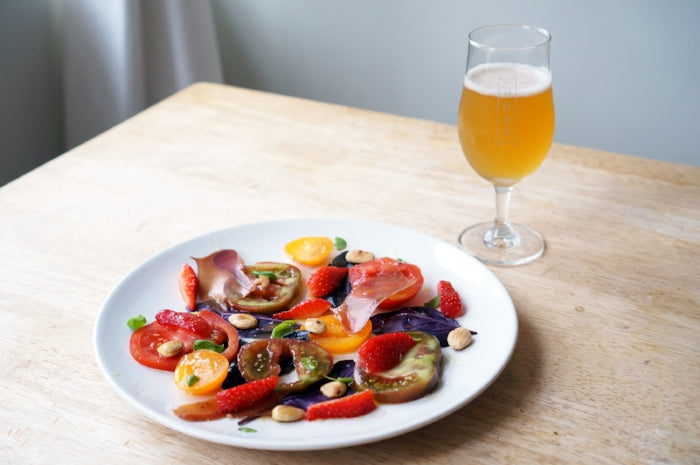 The Beer Lover’s Table: Strawberry, Tomato and Mojama Salad with Weihenstephaner Hefe Weissbier