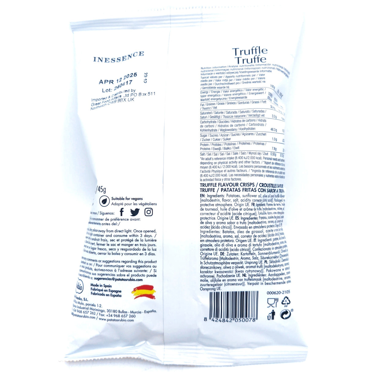 Inessence Black Truffle Crisps (45g)-Hop Burns & Black