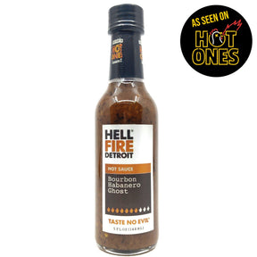 Hell Fire Detroit Bourbon Habanero Ghost Hot Sauce (118ml)-Hop Burns & Black