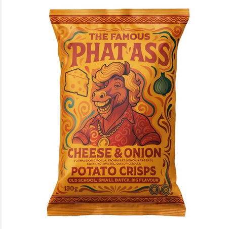 Phat Ass Cheese & Onion Potato Crisps (130g)-Hop Burns & Black