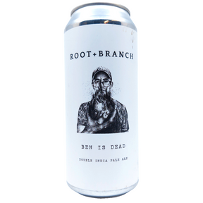 Root & Branch Ben Is Dead Double IPA 8.5% (473ml can)-Hop Burns & Black