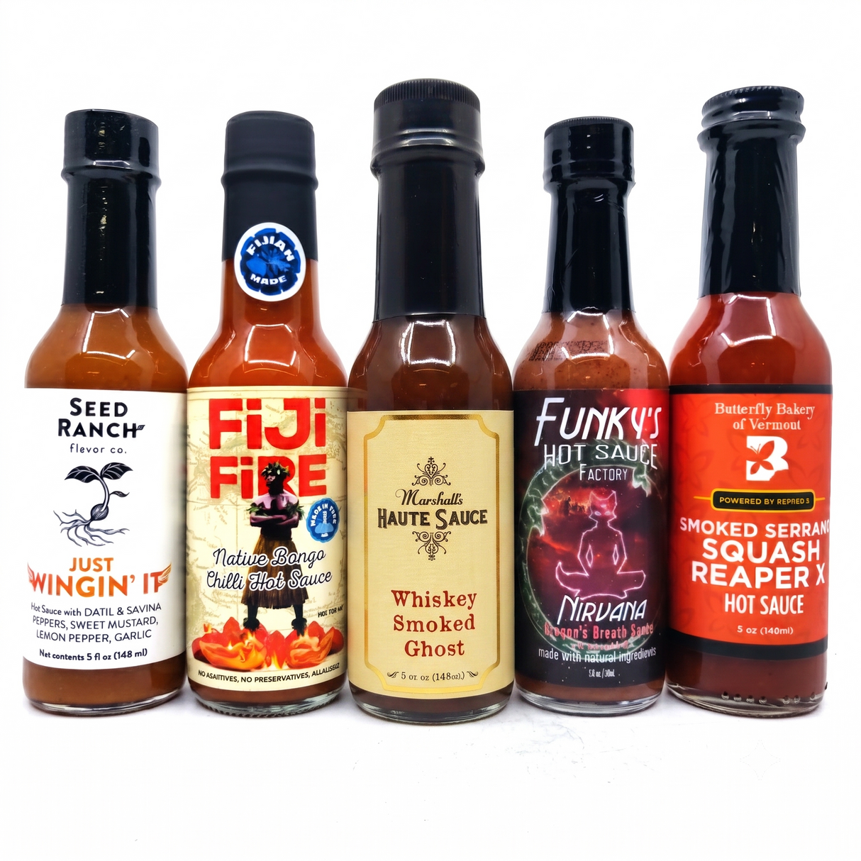 Hot Ones Mini Mix pack (5 sauces)-Hop Burns & Black