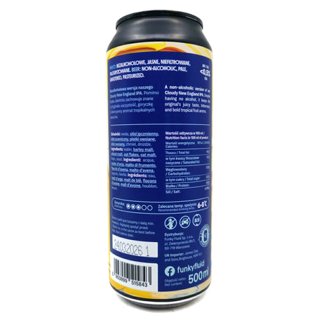 Funky Fluid Free Cloudy Alcohol-Free New England IPA 0.5% (500ml can)-Hop Burns & Black