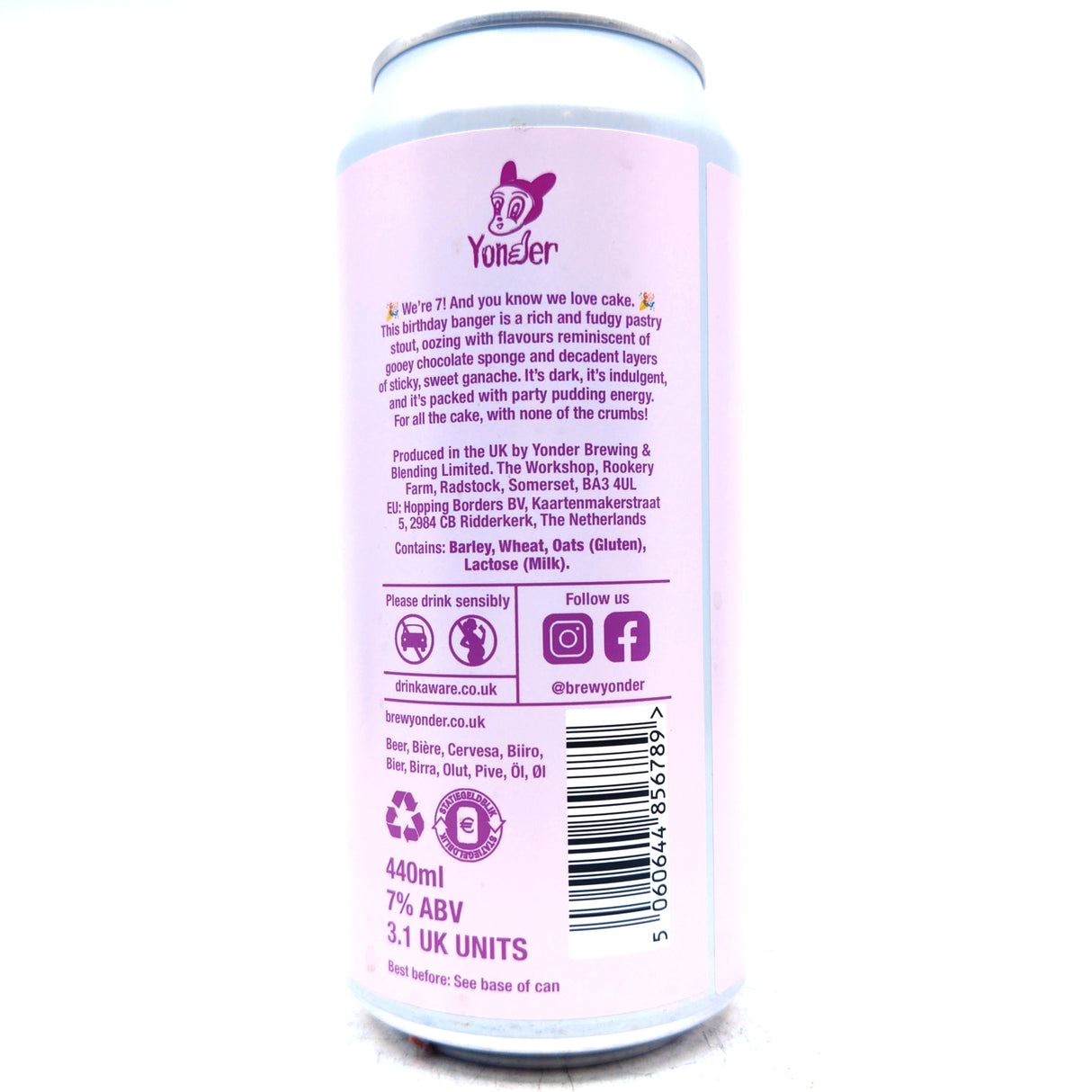 Yonder Double Choc Fudge Cake Pastry Stout 7% (440ml can)-Hop Burns & Black