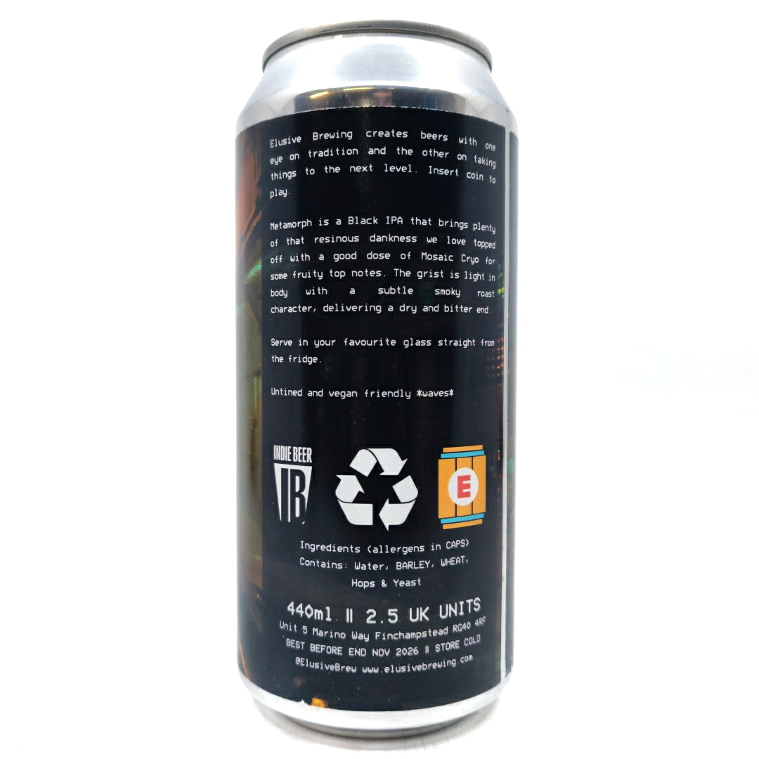 Elusive Brewing Metamorph Black IPA 5.6% (440ml can)-Hop Burns & Black