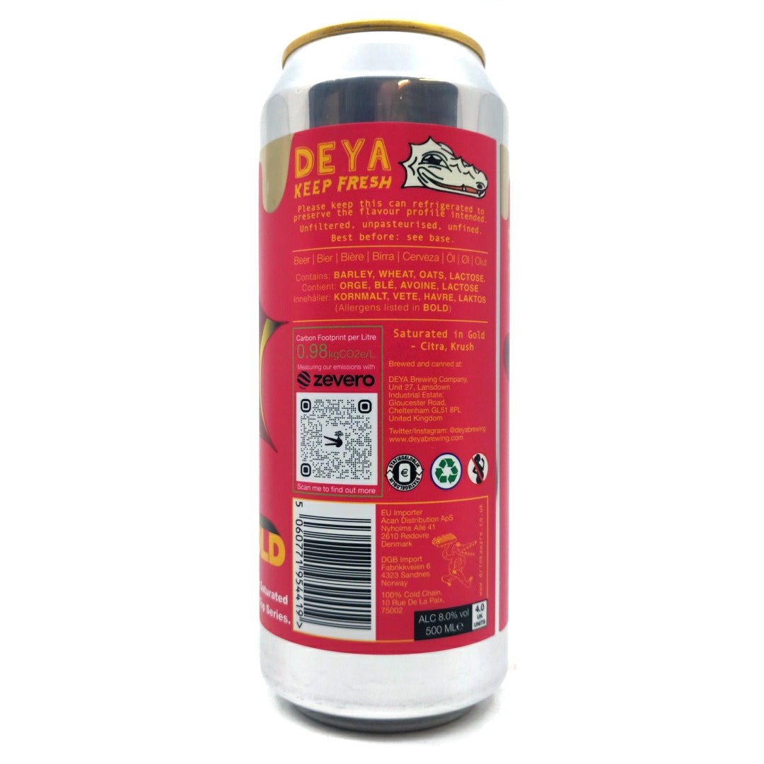 DEYA Saturated in Gold Double IPA 8% (500ml can)-Hop Burns & Black