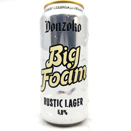 Donzoko Big Foam Lager 5% (440ml can)-Hop Burns & Black