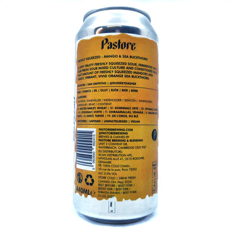 Pastore Freshly Squeezed Mango & Sea Buckthorn Sour 3.8% (440ml can)-Hop Burns & Black