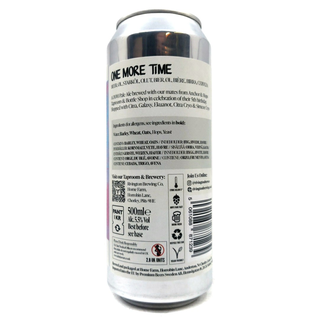 Rivington One More Time Pale Ale 5.5% (500ml can)-Hop Burns & Black