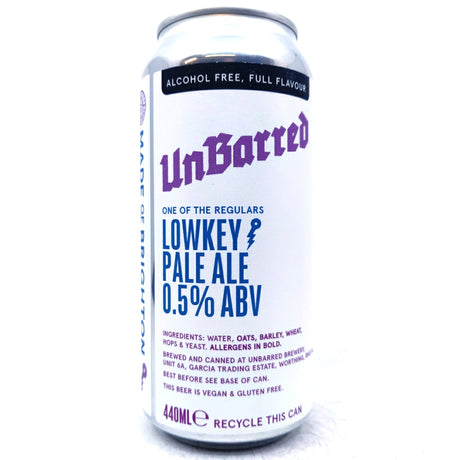 Unbarred LowKey Alcohol Free Pale Ale 0.5% (440ml can)