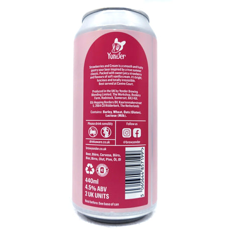 Yonder Strawberries & Cream Pastry Sour 4.5% (440ml can)-Hop Burns & Black