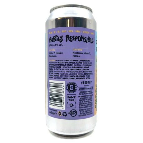 Verdant Partly Responsible IPA 6.5% (440ml can)-Hop Burns & Black