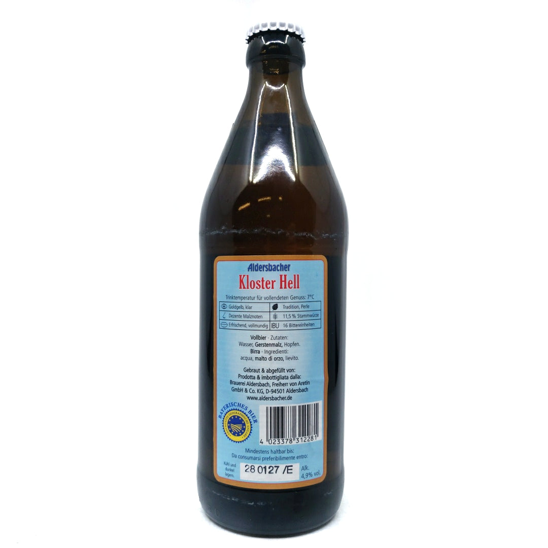 Aldersbacher Kloster Hell 4.9% (500ml)-Hop Burns & Black