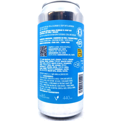 Garage Beer Co Soup Double IPA 8.5% (440ml can)-Hop Burns & Black
