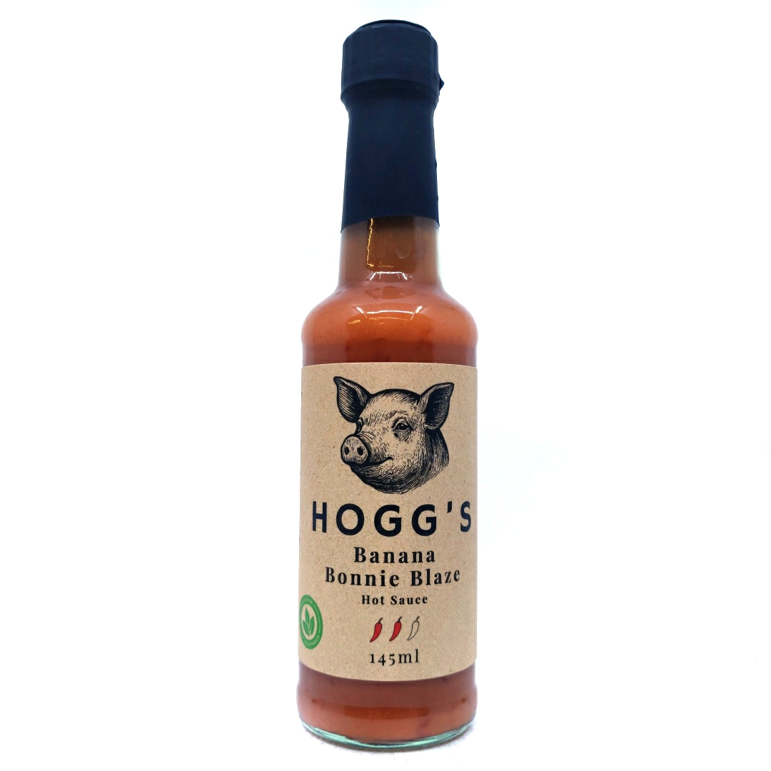 Hogg's Banana Bonnie Blaze Hot Sauce (145ml)-Hop Burns & Black