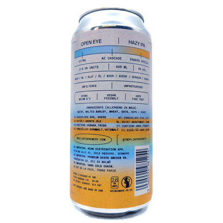Two Flints Open Eye Hazy IPA 6% (440ml can)-Hop Burns & Black