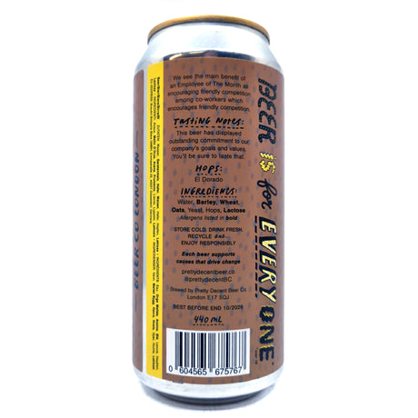 Pretty Decent Employee Of The Month Milk Stout 4% (440ml can)-Hop Burns & Black