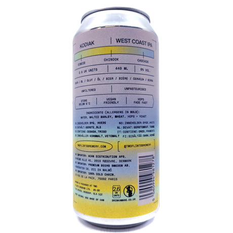 Two Flints Kodiak West Coast IPA 6% (440ml can)-Hop Burns & Black