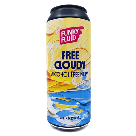 Funky Fluid Free Cloudy Alcohol-Free New England IPA 0.5% (500ml can)-Hop Burns & Black