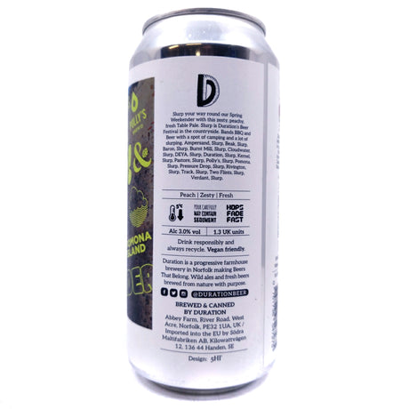 Duration Slurp Table Pale 3% (440ml can)-Hop Burns & Black