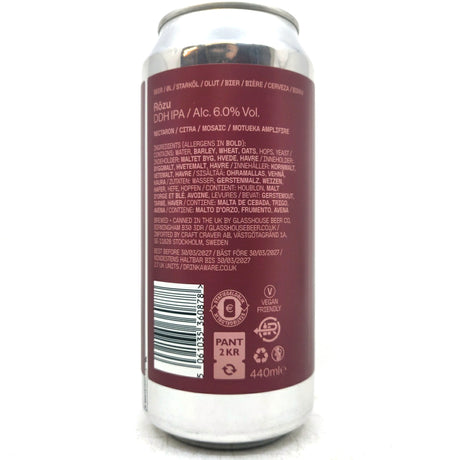 GlassHouse Rozu DDH IPA 6% (440ml can)-Hop Burns & Black