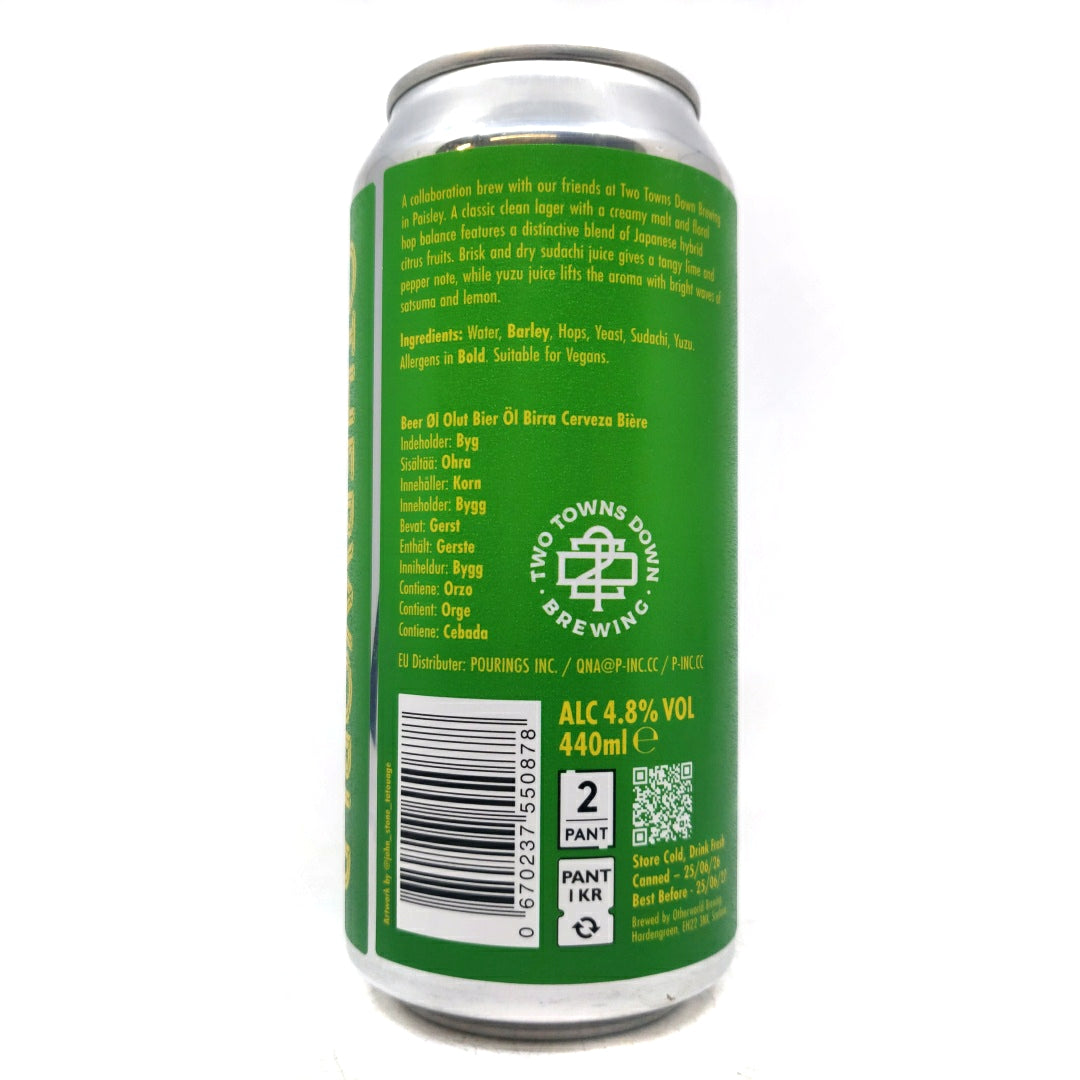 Otherworld x Two Towns Down Fool's Gold Yuzu Lager 4% (440ml can)-Hop Burns & Black