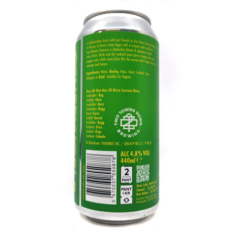 Otherworld x Two Towns Down Fool's Gold Yuzu Lager 4% (440ml can)-Hop Burns & Black