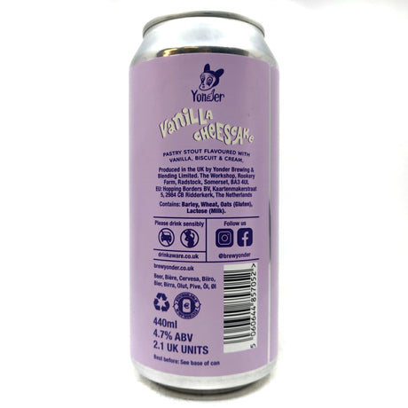 Yonder Vanilla Cheesecake Pastry Stout 4.7% (440ml can)-Hop Burns & Black