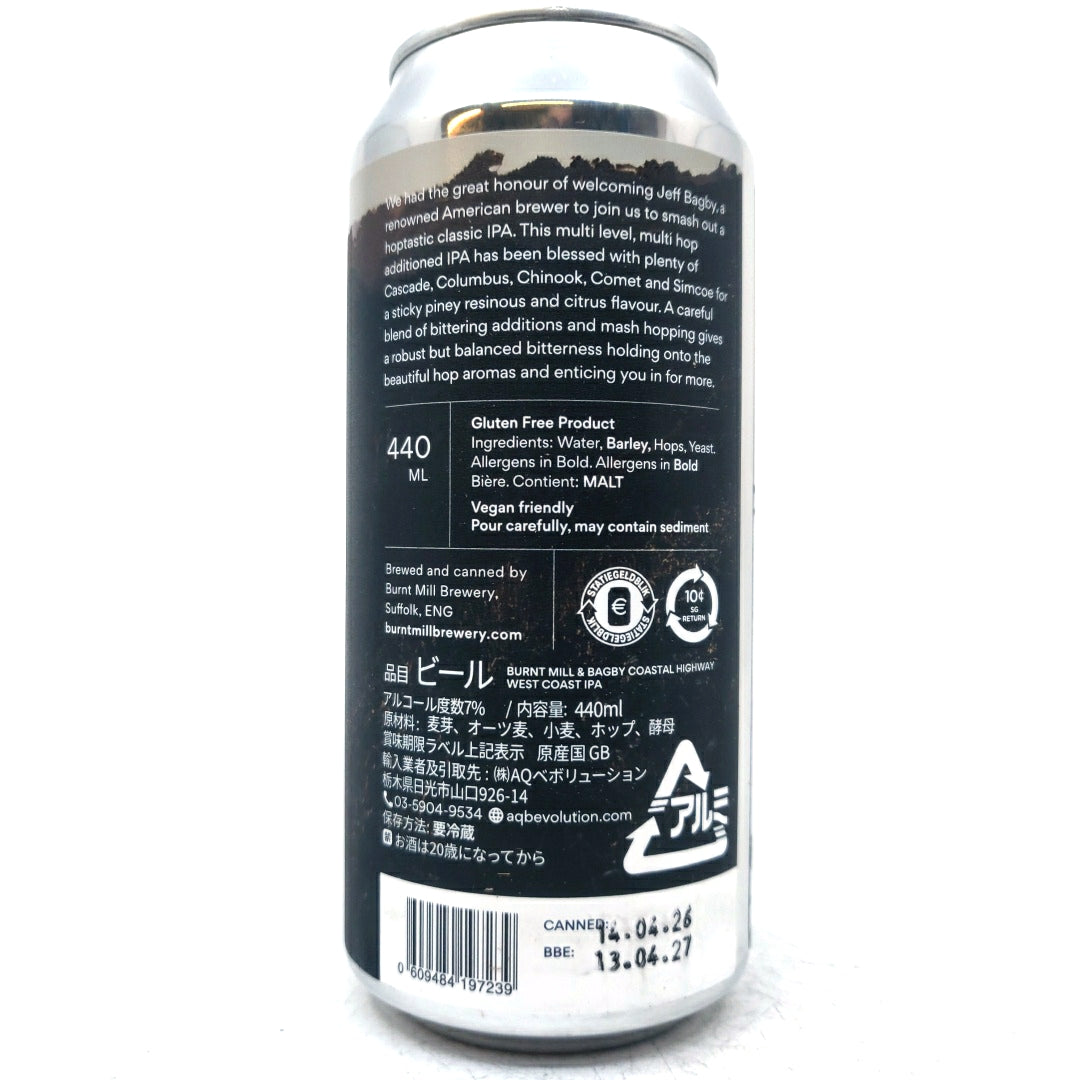 Burnt Mill x Bagby Coastal Highway West Coast IPA 7% (440ml can)-Hop Burns & Black