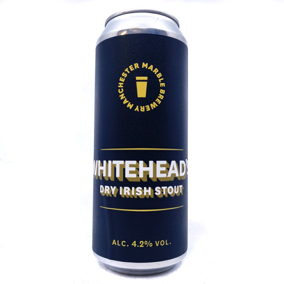 Marble Whitehead's Dry Irish Stout 4.2% (500ml can)-Hop Burns & Black