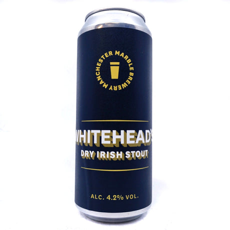 Marble Whitehead's Dry Irish Stout 4.2% (500ml can)-Hop Burns & Black