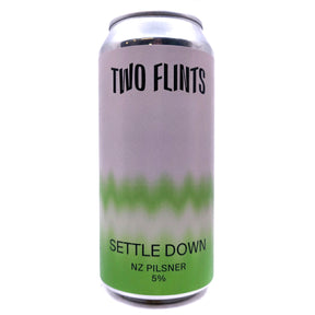 Two Flints Settle Down NZ Pilsner 5% (440ml can)-Hop Burns & Black