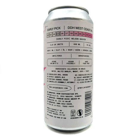 Two Flints x Verdant Early Pick Nelson DDH West Coast IPA 7% (440ml can)-Hop Burns & Black