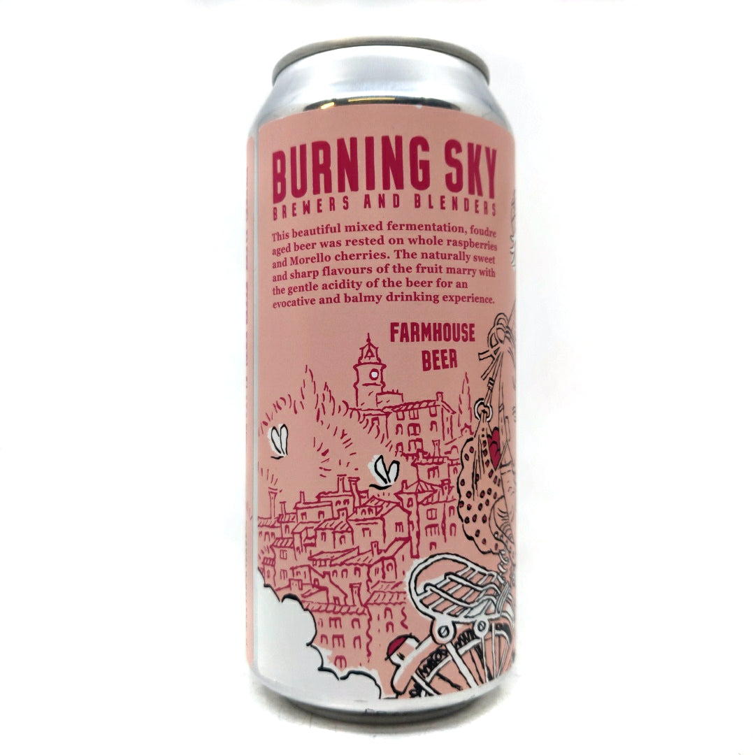 Burning Sky Le Coeur Framboise Cerise Farmhouse Beer 5.2% (440ml can)-Hop Burns & Black