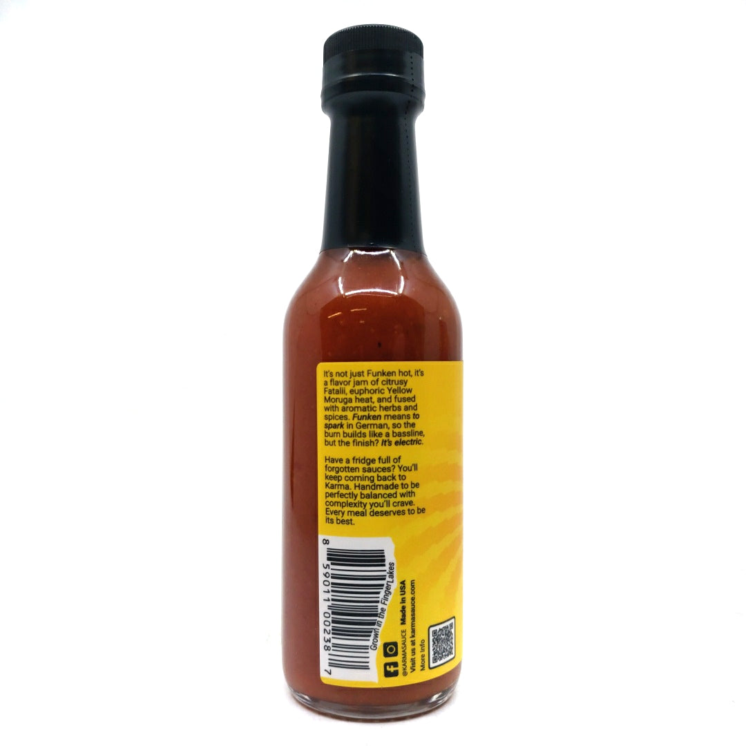 Karma Funken Hot Yellow Moruga Hot Sauce (148ml)-Hop Burns & Black