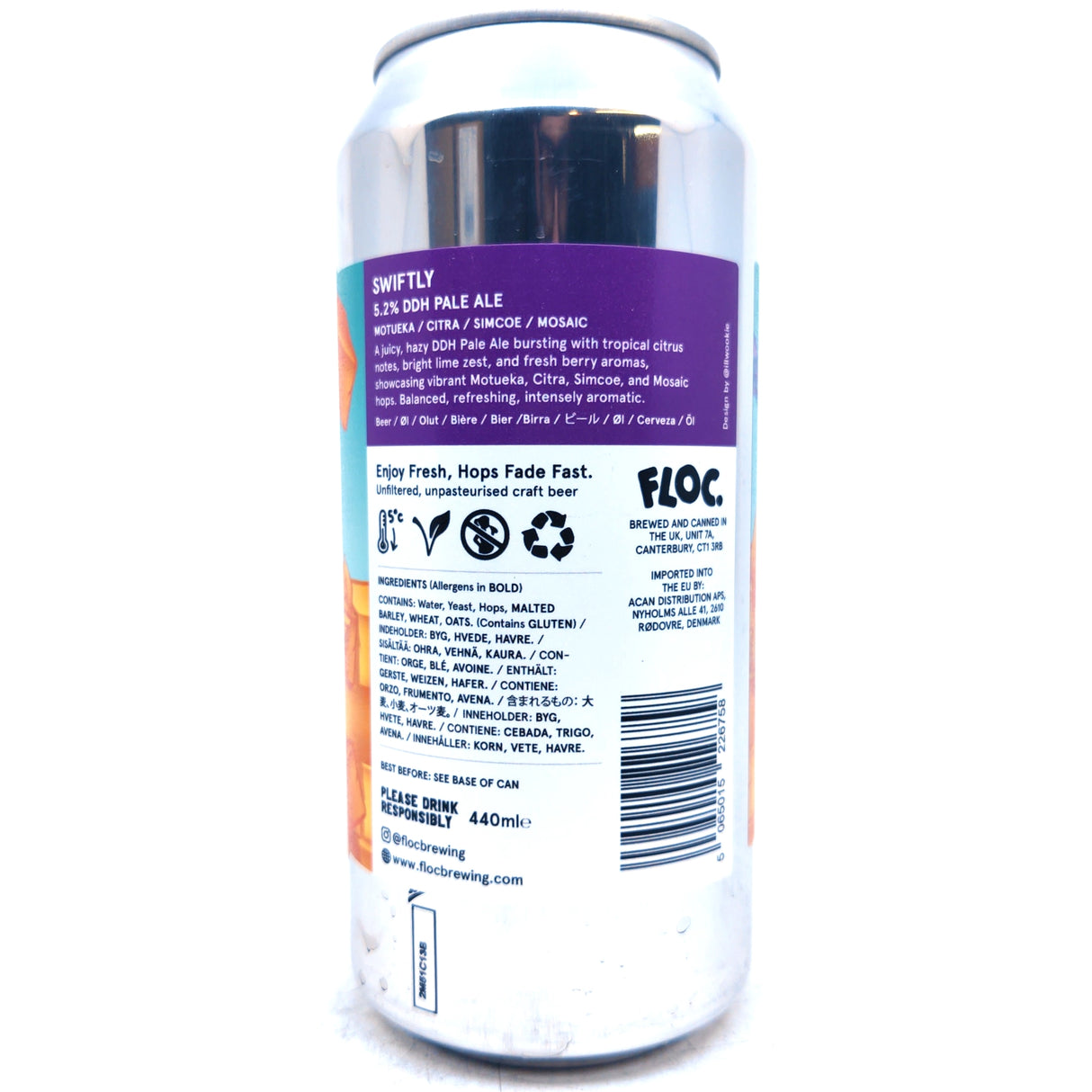 Floc Brewing Swiftly Pale Ale 5.2% (440ml can)-Hop Burns & Black