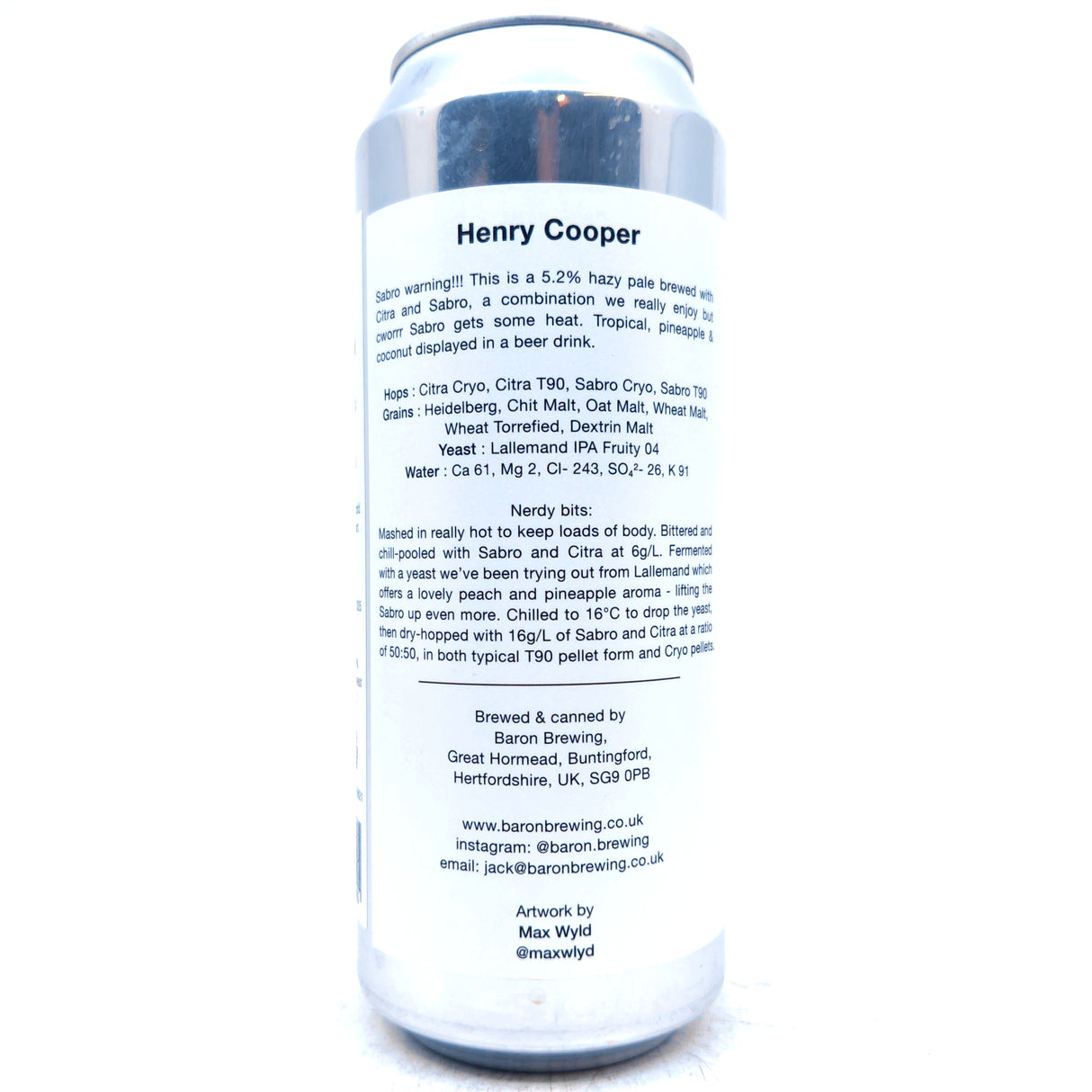 Baron Brewing Henry Cooper Pale Ale 5.2% (500ml can)-Hop Burns & Black