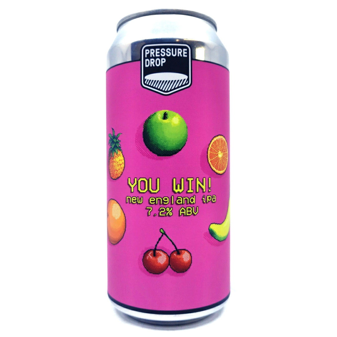 Pressure Drop You Win! New England IPA 7.2% (440ml can)-Hop Burns & Black