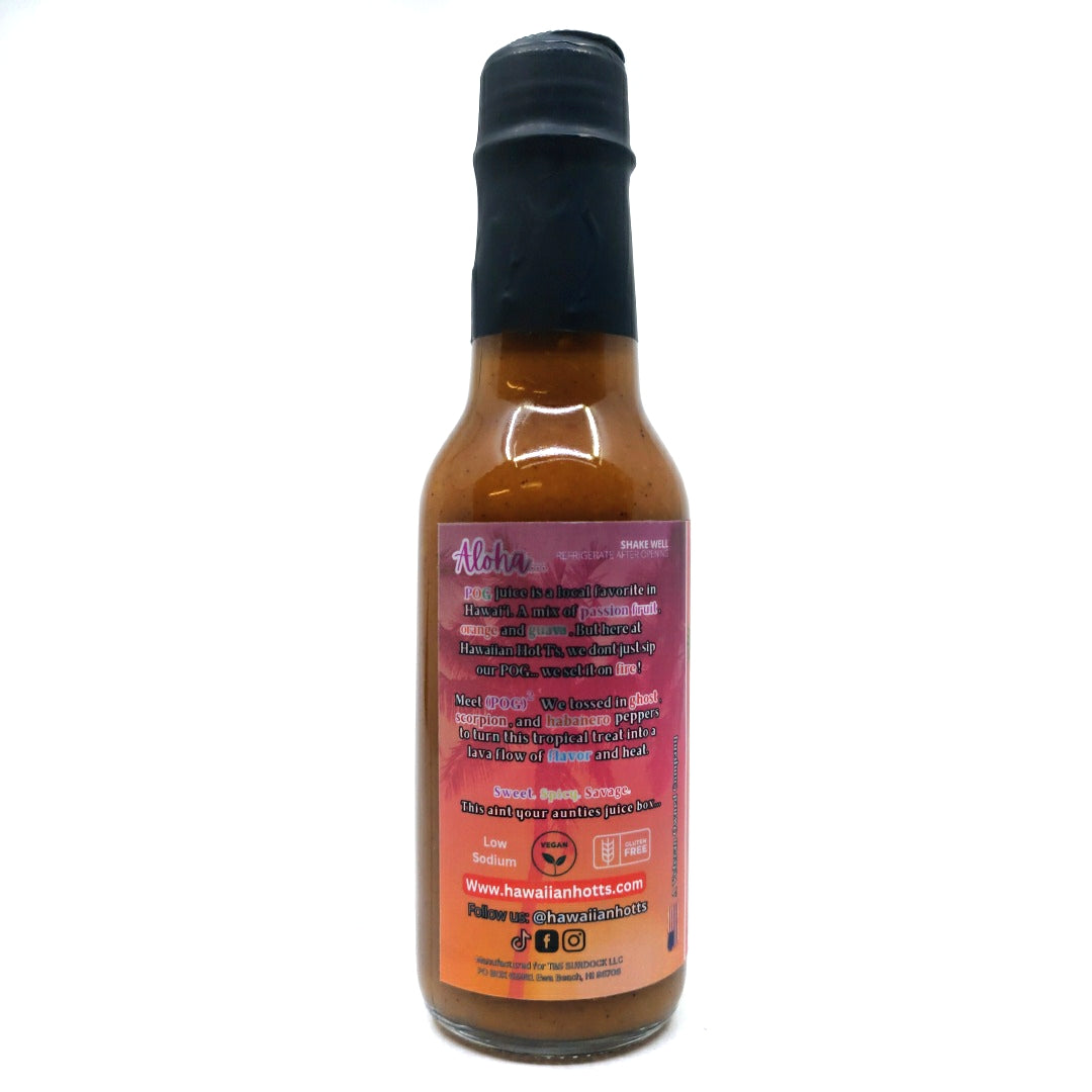 Hawaiian Hot T’s P.O.G.² Hot Sauce (148ml)-Hop Burns & Black
