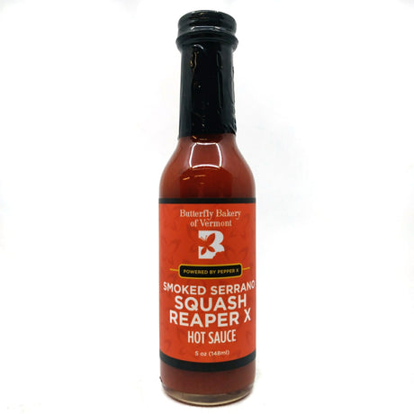 Butterfly Bakery Smoked Serrano Squash Reaper X Hot Sauce (148ml)-Hop Burns & Black