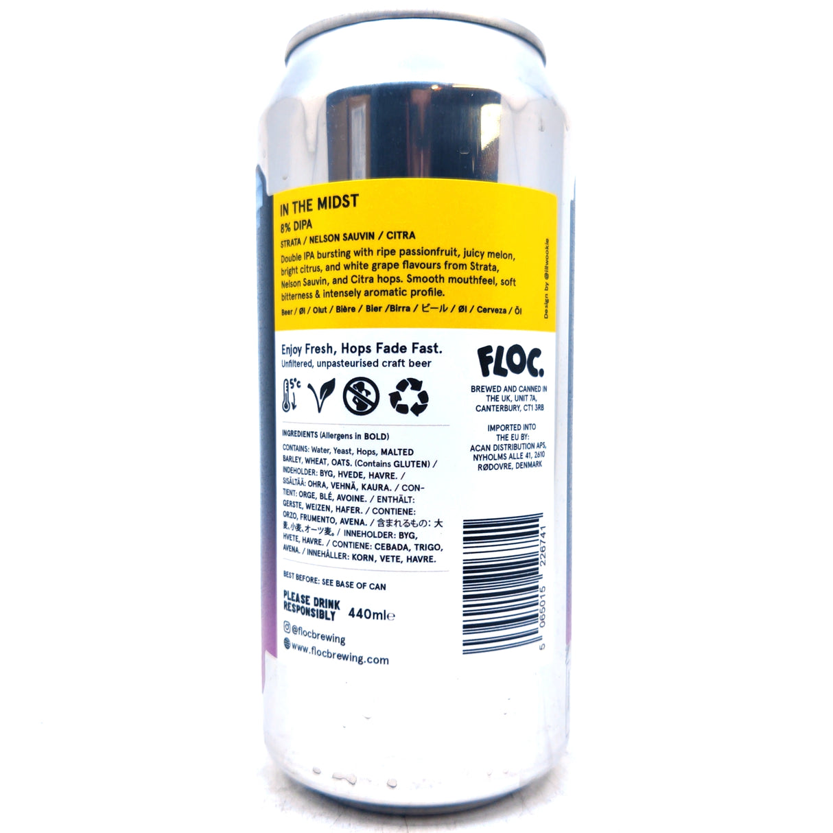 Floc Brewing In the Midst Double IPA 8% (440ml can)-Hop Burns & Black