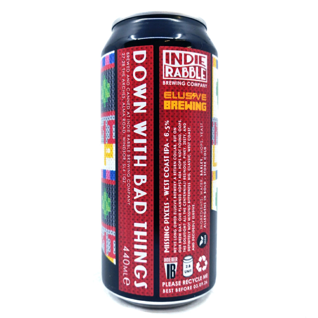 Indie Rabble x Elusive Missing Pixels West Coast IPA 6.5% (440ml can)-Hop Burns & Black