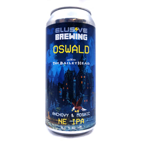 Elusive Brewing Oswald NE IPA 5.8% (440ml can)-Hop Burns & Black