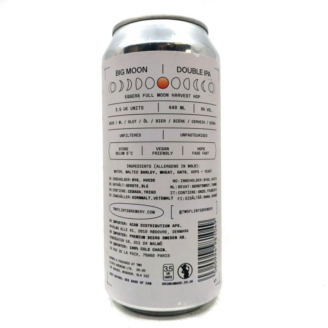 Two Flints Big Moon Double IPA 8% (440ml can)-Hop Burns & Black