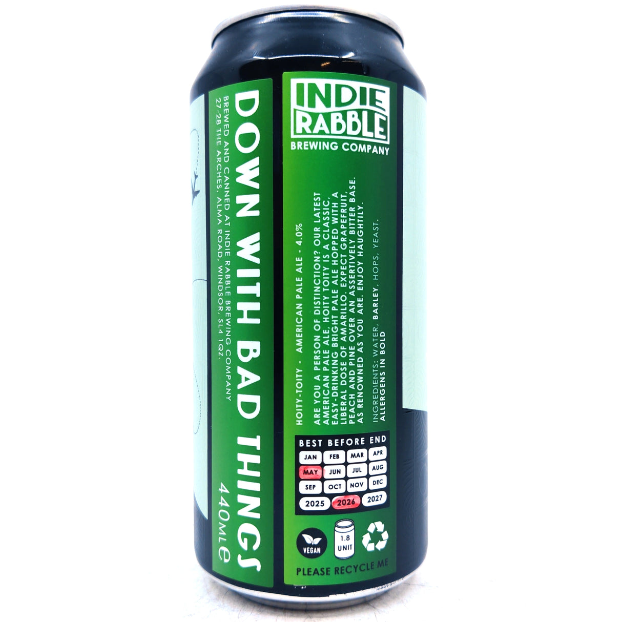 Indie Rabble Hoity Toity American Pale Ale 4% (440ml can)-Hop Burns & Black