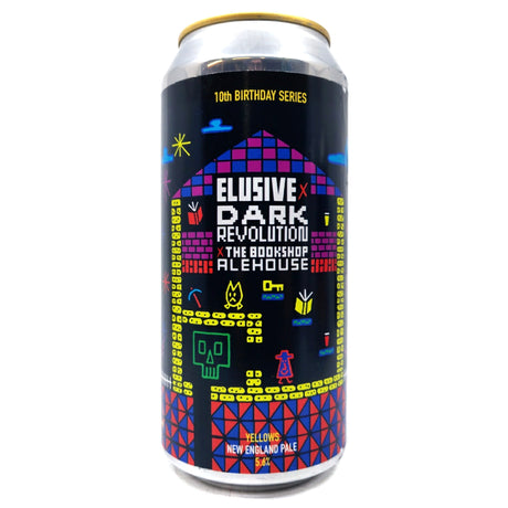Elusive Brewing x Dark Revolution x Bookshop Alehouse Yellows New England Pale Ale 5.6% (440ml can)-Hop Burns & Black