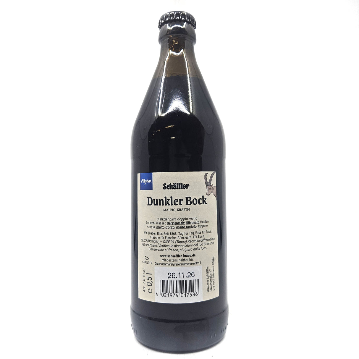 Schaffler Dunkler Bock 7.2% (500ml)-Hop Burns & Black