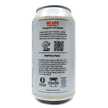 Heaps Normal Half Day Hazy Non-Alcoholic Beer 0.5% (375ml can)-Hop Burns & Black