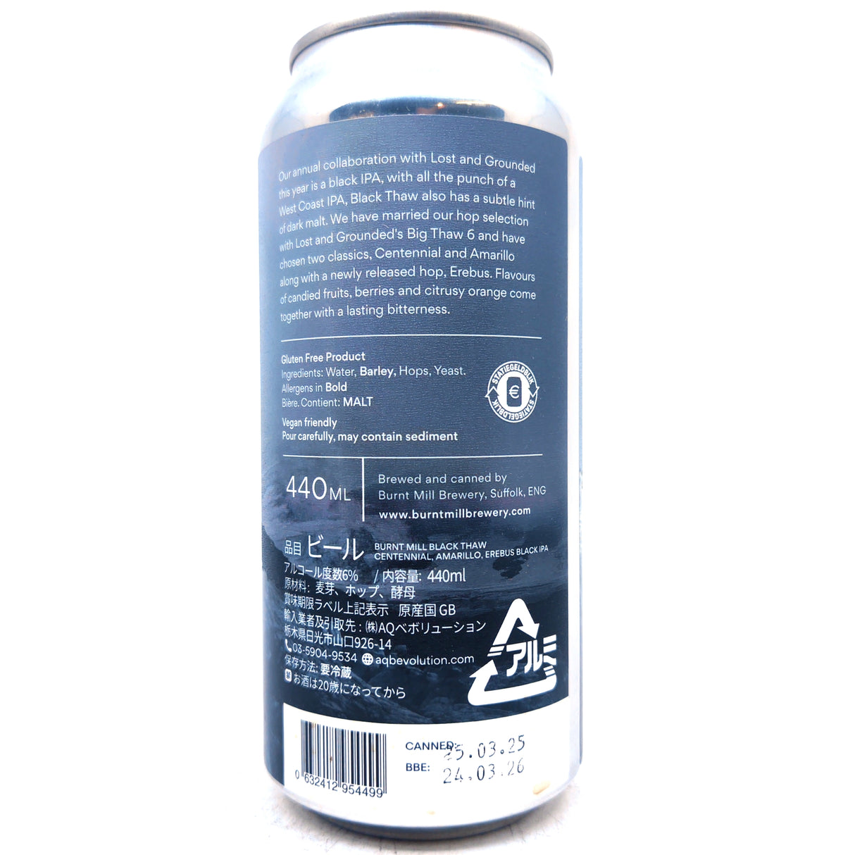 Burnt Mill x Lost and Grounded Black Thaw Black IPA 6% (440ml can)-Hop Burns & Black
